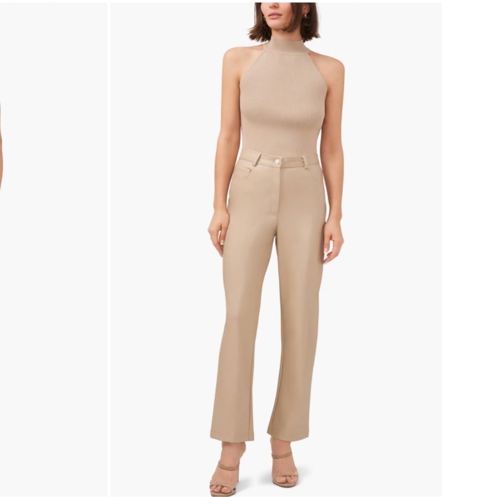 HALOGEN Oxford tan faux leather pants nwt